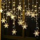 Рождественская светодиодный ная гирлянсветильник со снежинками, s мигасветильник гирлянда, s занавеска, водонепроницаемая гирлянда для праздника, вечеринки, соединяемая волнистая гирлянда, 4 м