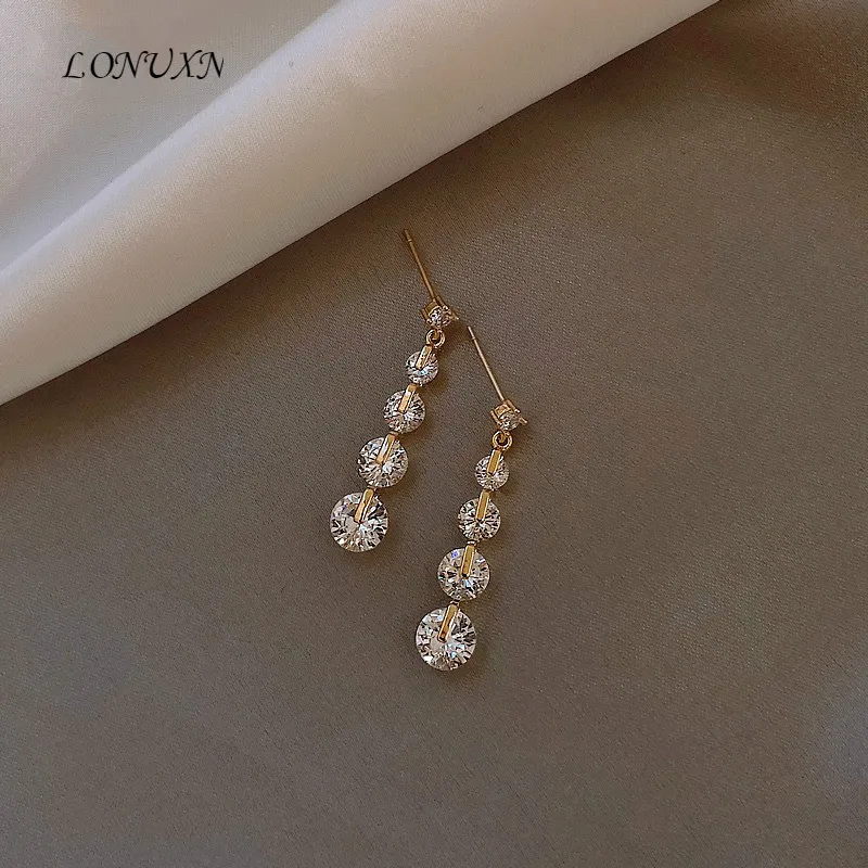 Высокое качество корейская мода дикие 925 Серебряные длинные Кристальные серьги