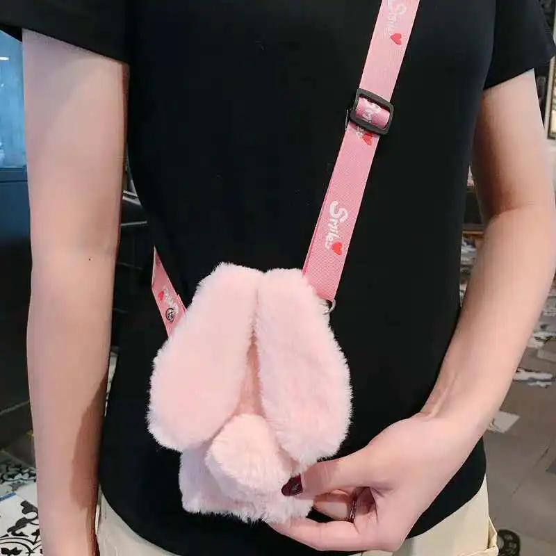 Rabbit Fluffy Fur Case for Moto One Power Vision Action Pro Zoom Macor G7 G8 Plus P30 Play Note Warm Soft Cover | Мобильные телефоны
