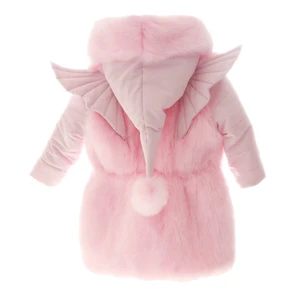 Детская парка с мехом на девочку, розовая теплая куртка с большим меховым воротником и капюшоном, верхняя одежда из лисьего меха