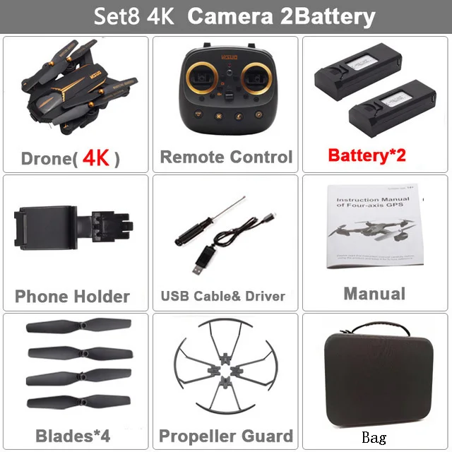 Set8 XS812 4K 2B Bag VISUO XS812 gps Радиоуправляемый Дрон с камерой 4K HD 5G wifi FPV удерживающий высоту один ключ возврат Радиоуправляемый квадрокоптер вертолет дроны VS E520S - Цвет: Set8 XS812 4K 2B Bag