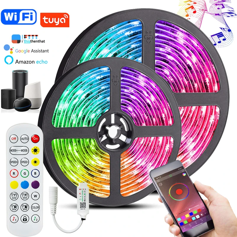 

Led Strip Lights SMD RGB 5050 12V Smart Bluetooth Control That Can Synchronized With Music Suitable for Room Wardrobe Decoration