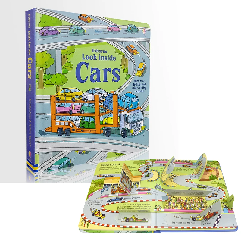 3D Usborne Look Inside Cars Picture Book образование для детей Дети закрылки Лифт книга чтения