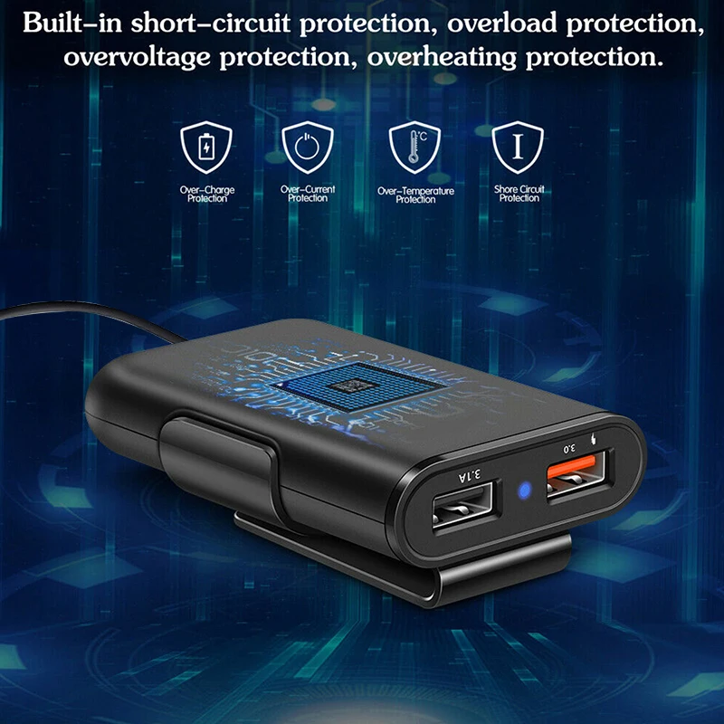 Портативное автомобильное зарядное устройство с зажимом для задней панели