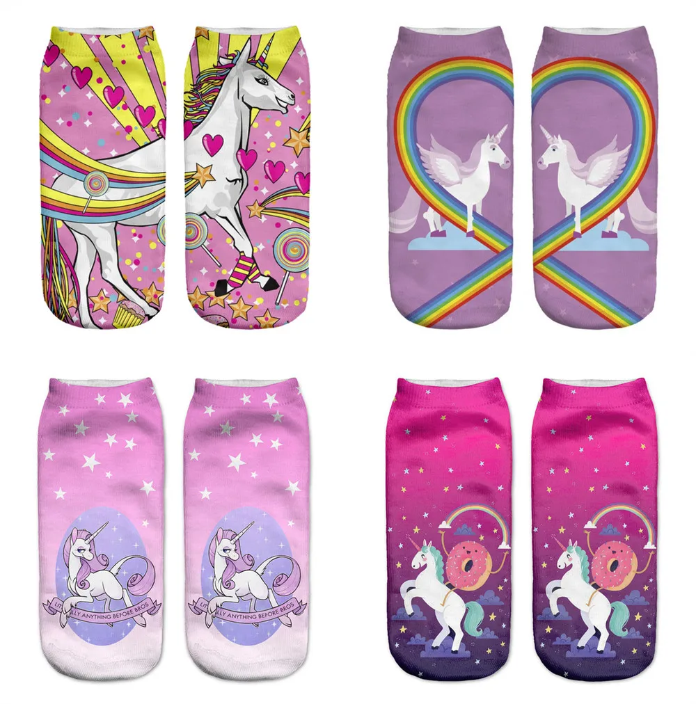 LISCN 3D печать единорог милые новые сладкие Джой узор для мужчин и женщин носки