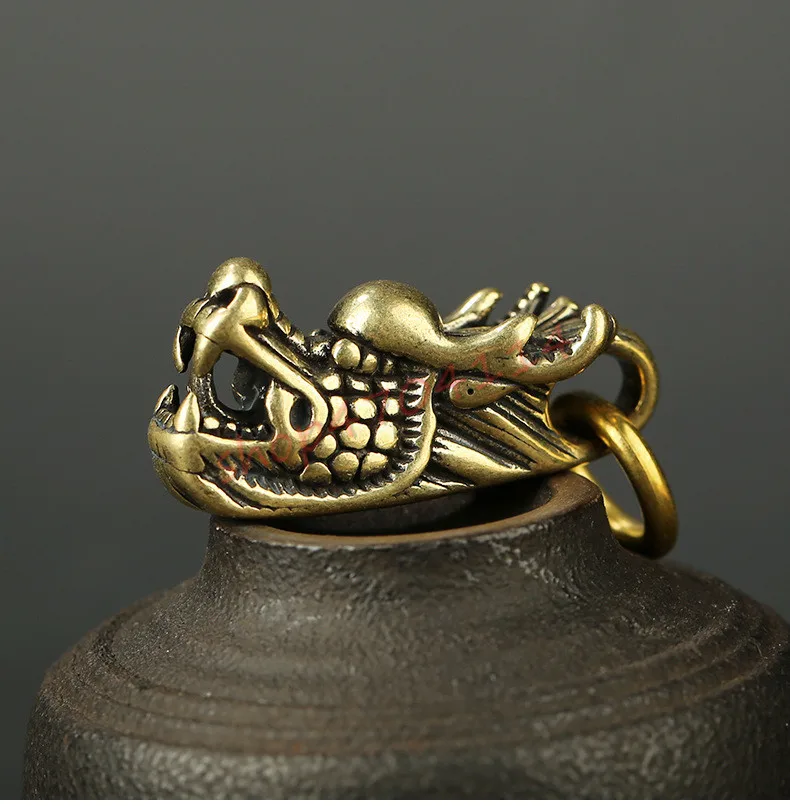 Креативная Чистая латунь Маленькая подвеска с головой дракона изысканные