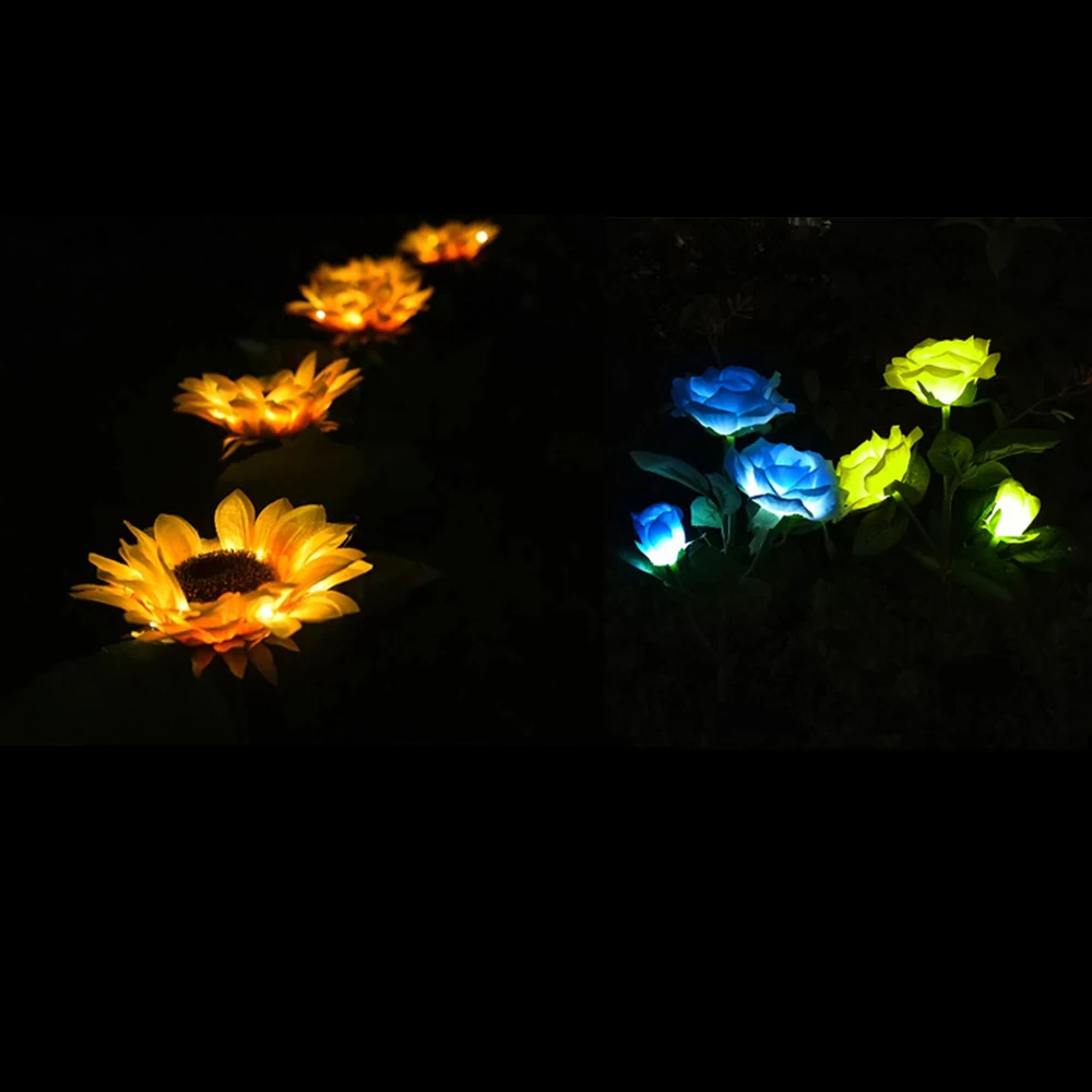 

Solar Flower Light Rose/Sunflower Lamp Led Solar Light Garden Home Decoration Landscape Lawn Patio Yard Light Waterproof Outdoor