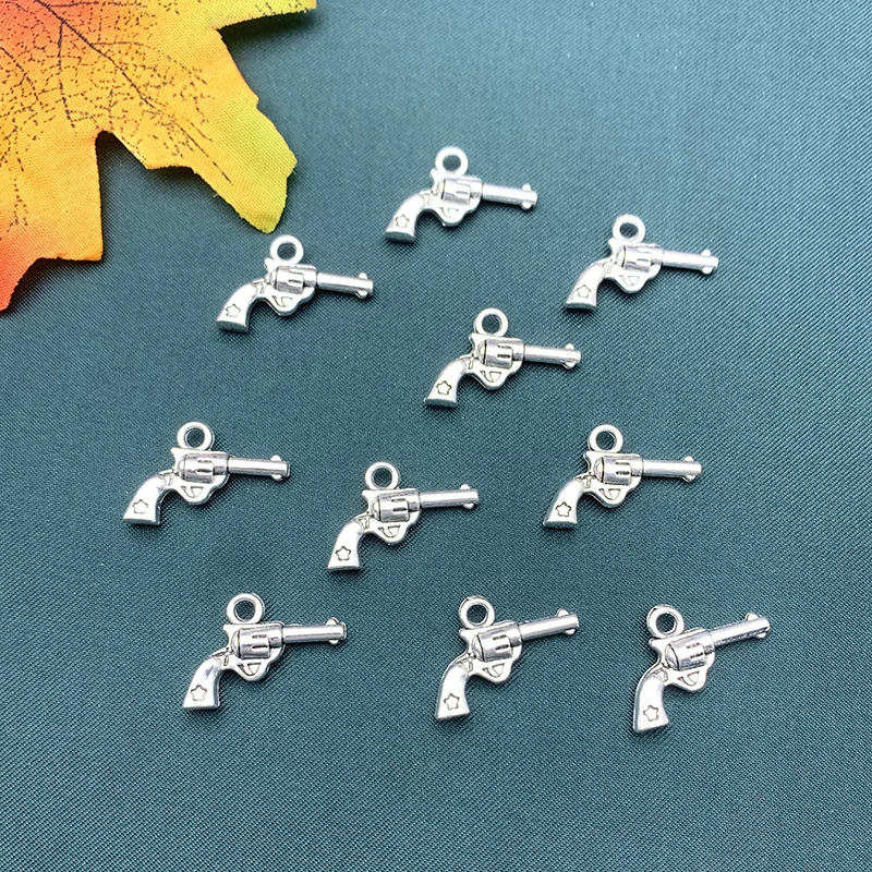

10Pcs Charms Pistol Gun Antique Silver Color Making Pendant Accessories For Jewelry Making DIY Handmade Necklace Crafts Supplies