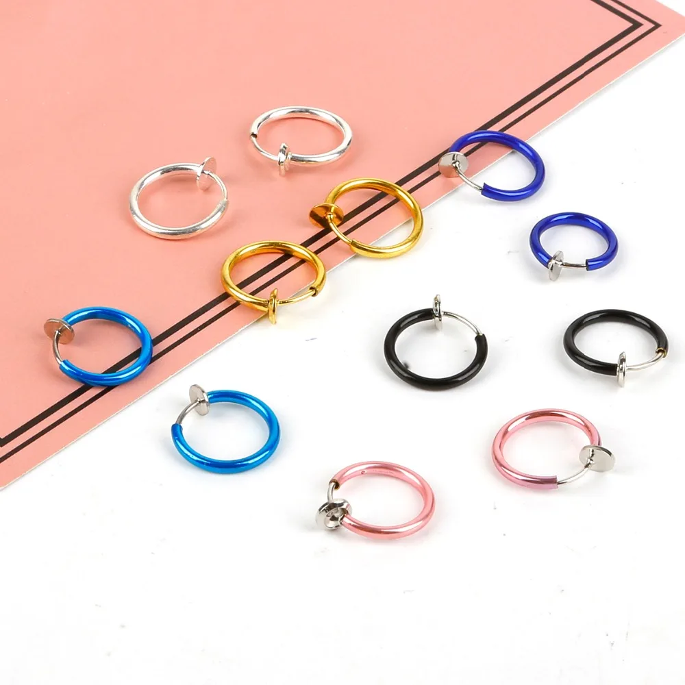 Серьги-кольца в готическом стиле для имитации пирсинга носа губ ушей клипса панк