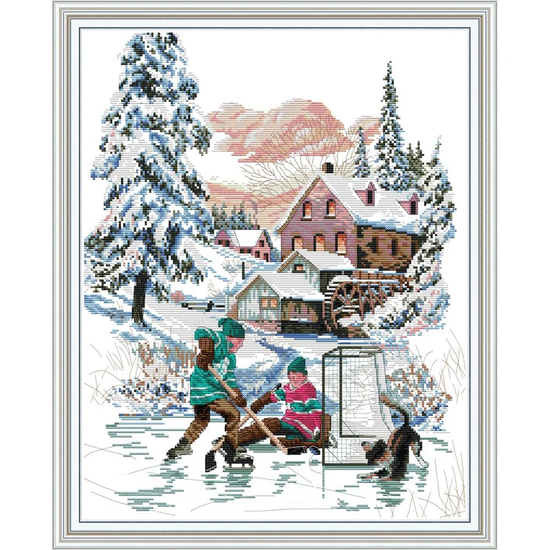 

Everlasting love Ice hockey Chinese cross stitch kits Ecological cotton clear printed 11CT 14CT DIY gift Christmas decorations