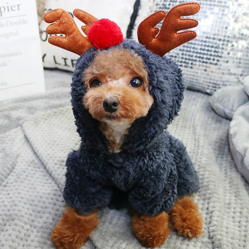 Warm Funny Reindeer Design Pet Cat Costume Windproof Small Cats Hoodie Kitten Dog Clothing Ubrania Dla Kota Hoodies OO50JS | Дом и сад