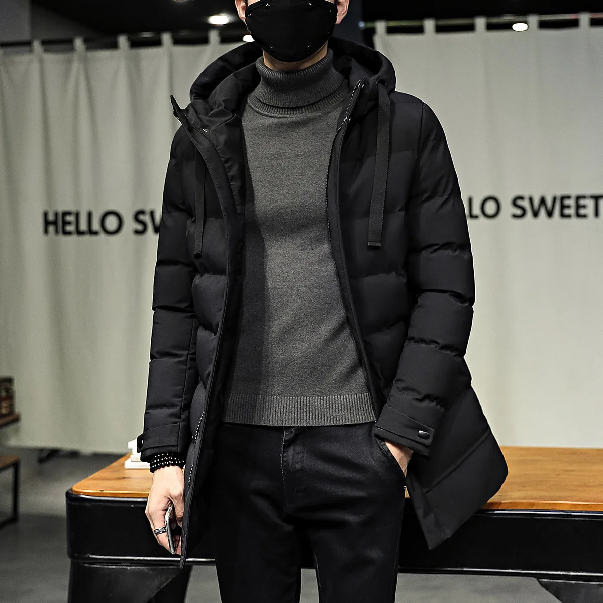 

2021 Winter Men's Down Jacket Hooded Fashion Long Down Coats Men Windproof Waterproof Thick Warm Brand Mens Clothing Long Parkas