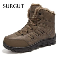 surgut brand winter fur supper warm snow boots for men adult male shoes non slip rubber casual work safety casual ankle boots