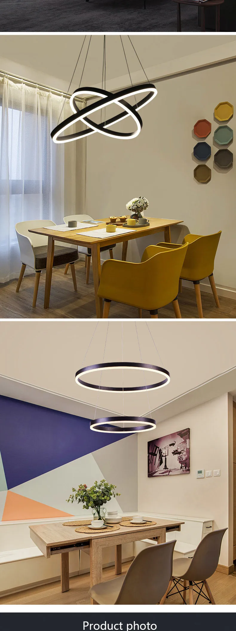 Современная светодиодная Люстра для гостиной, столовой, спальни, ledlamp, черные/белые кольца, подвесной светильник, современная люстра, освещение