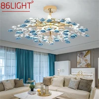 86light creative chandeliers light crystal pendant lamp blue flower branch home led fixture for living dining room