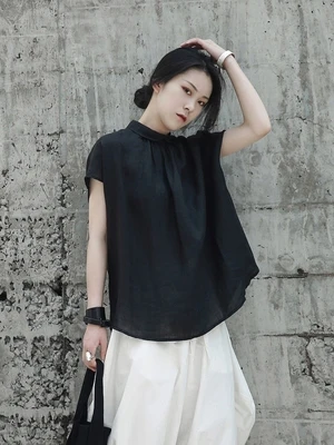 Женская летняя одежда из пеньковой ткани с коротким рукавом|Футболки| |