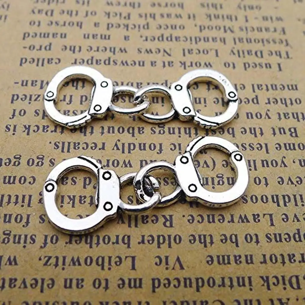 

100 шт наручники Подвески 12 мм x 32 мм DIY ювелирных изделий Кулон Античный серебряный цвет