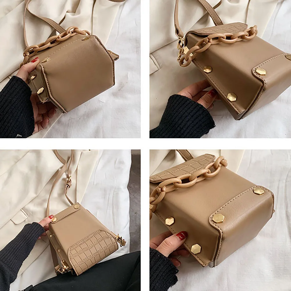

2020 New Arrival Thick Chain Women Casual Square Shoulder Bag Quality PU All-match Handbag MB722