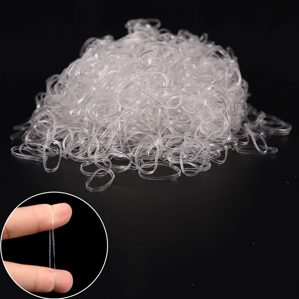 

1000pcs Rubber Band Hair Tie Band Women Ponytail Holder Small Elastic Rubber Clear Hairband Headwear