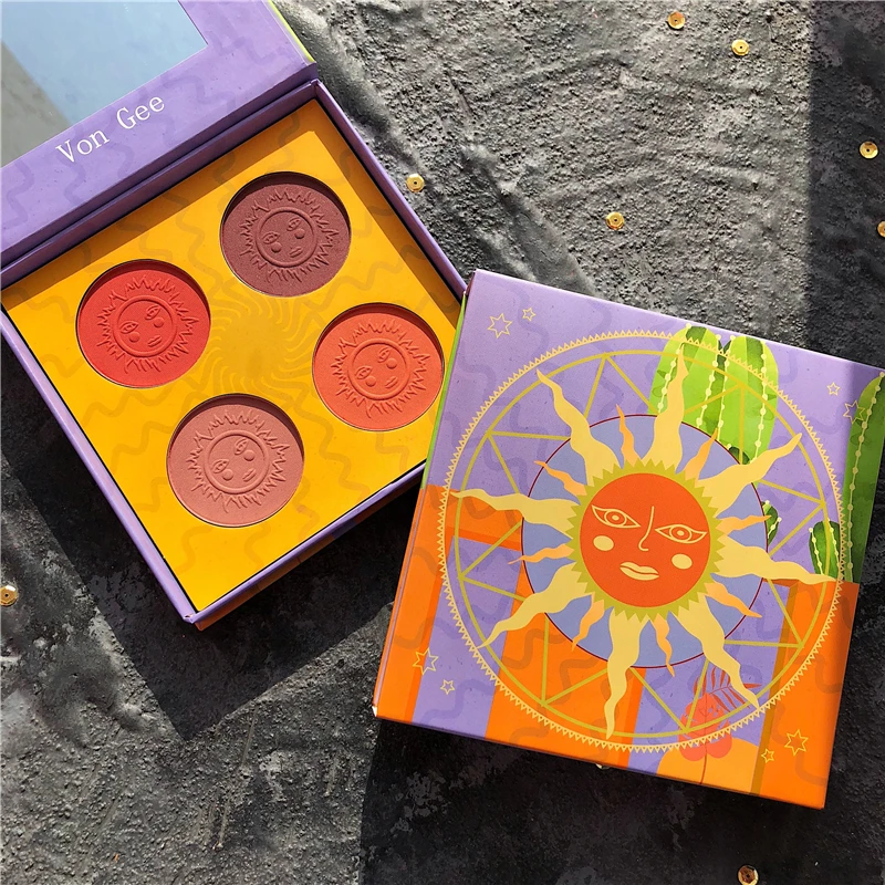 4 цвета румяна для лица палитра контур хайлайтер бронзер румян пудра теней