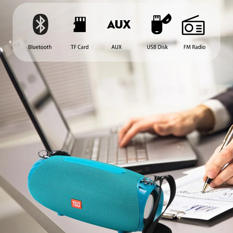 

Portable Bluetooth Speaker 20w Wireless Bass Column Waterproof Outdoor USB Speakers Support AUX TF Subwoofer Loudspeaker TG534