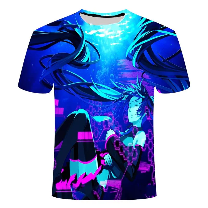

2021 new anime cartoon 3D girl pattern summer short-sleeved T-shirt fashion trend round neck top