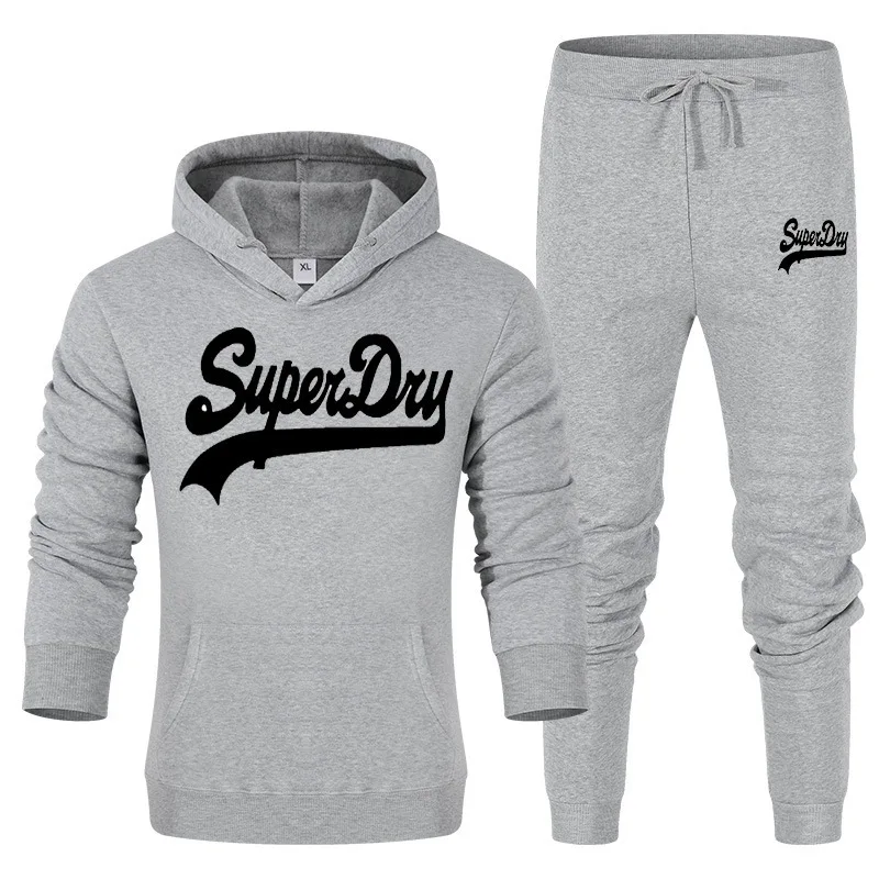 

Gothic fashion two-piece hoodie suit men's jogging sports suit hooded fir polar fleece Harajuku two-piece suit