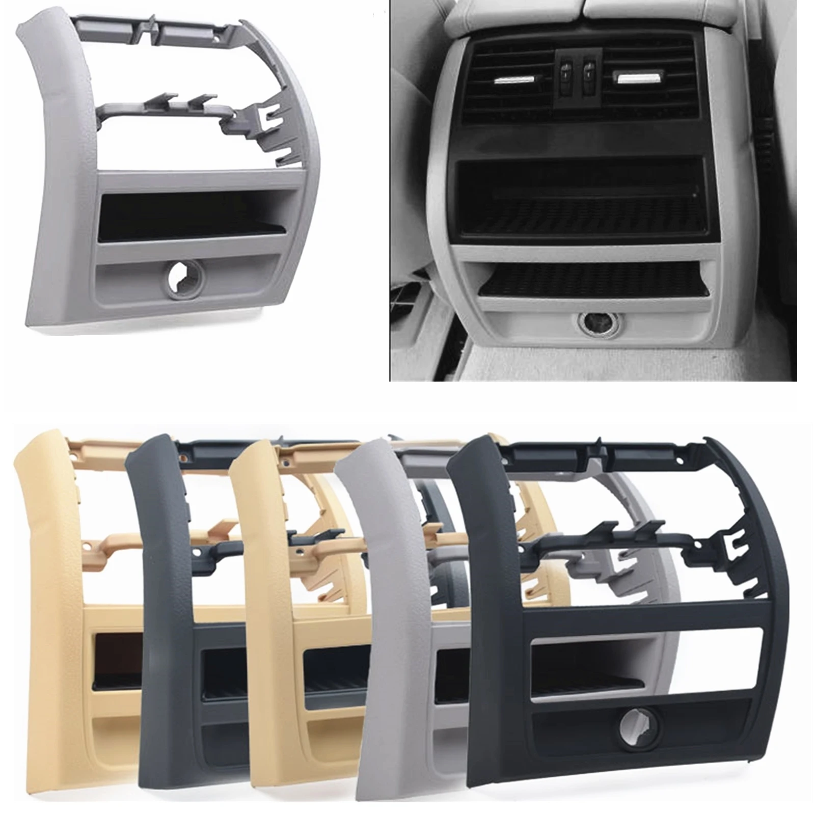 

For BMW 5 Series F10 F11 5 M5 2010-2016 Gray Rear Center A/C Air Conditioning Outlet Vent Outside Bezel Frame Strip Cover Trim