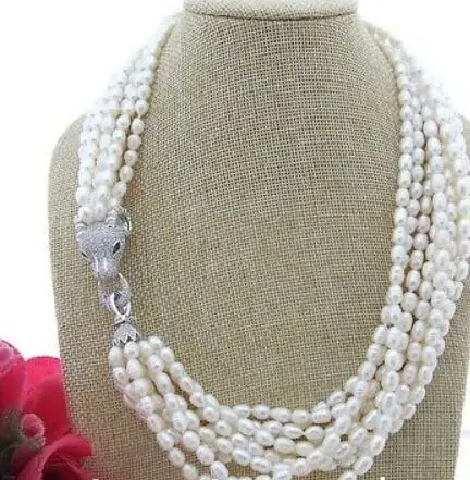 

21'' 9Strands White Rice Pearl Necklace