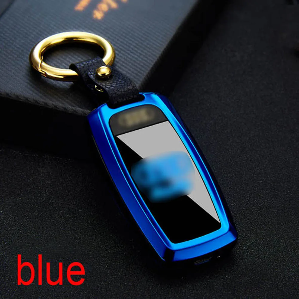 blue USB Зажигалка светодиодный экран Ключ Пряжка - Цвет: blue