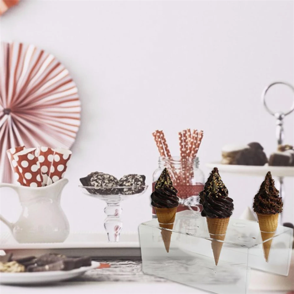 6 отверстий конус для мороженого конфетный акриловый каботажный торт конусная