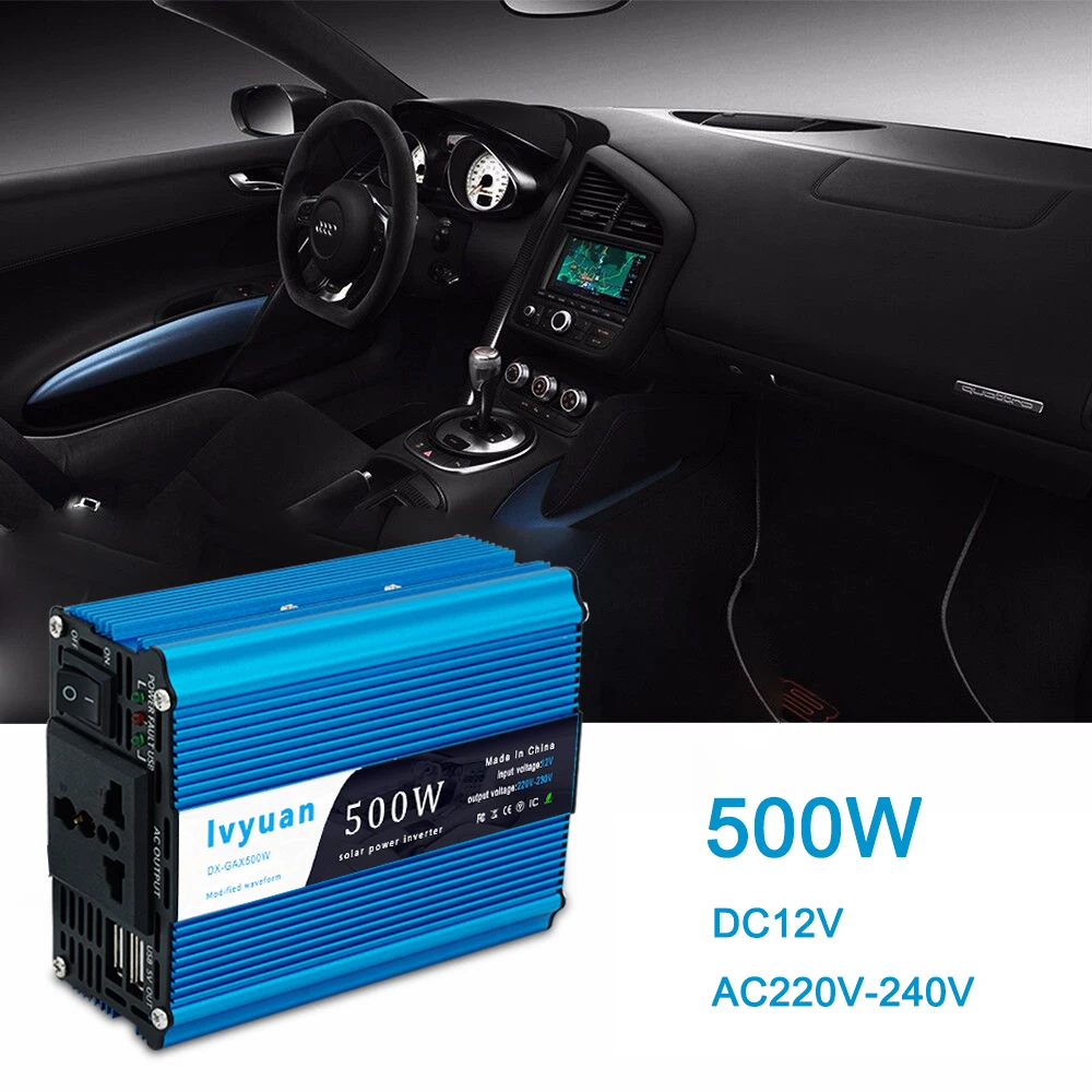 

500W/1000W Car Mini Inverter DC 12V to AC 220V Portable Charger Adapter Converter Cigarette Lighter Inverter Auto Accessories