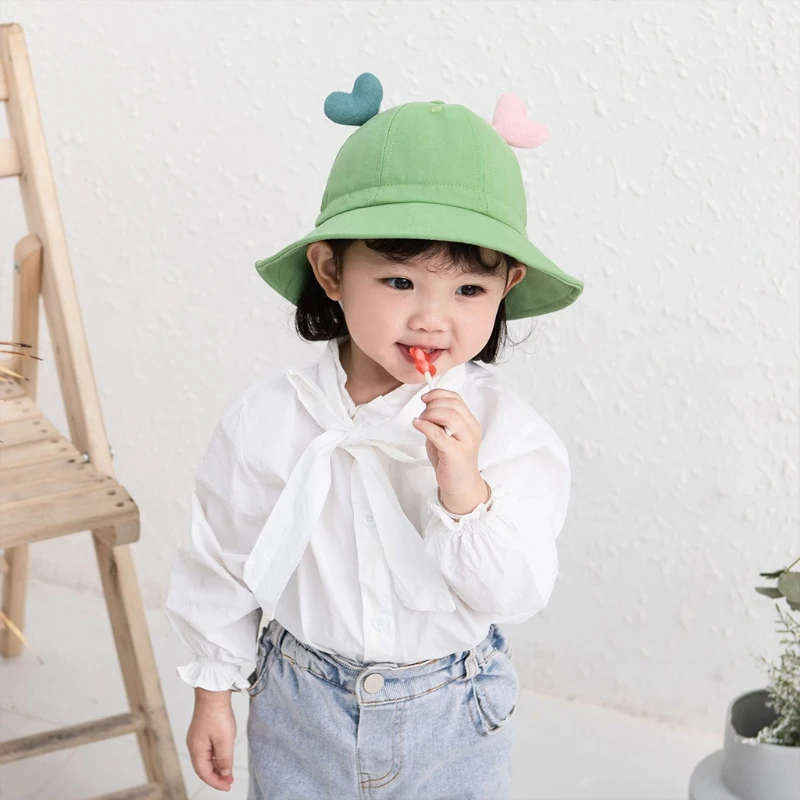 

Boys Girls Hats Summer Beautiful Fashion Fisherman Sun Cap Hearts Solid Color for Beach Outdoor Travel Shopping unisex sun cap
