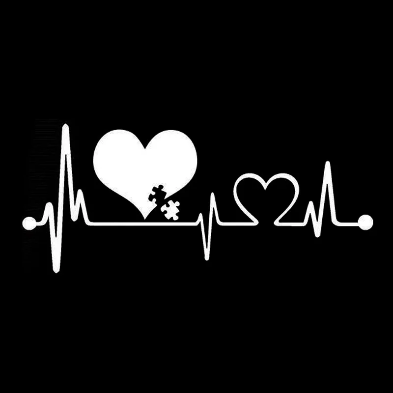 

PVC Sticker for Autism Heart Beat Lifeline Creative Car 16.6cm*7.2cm