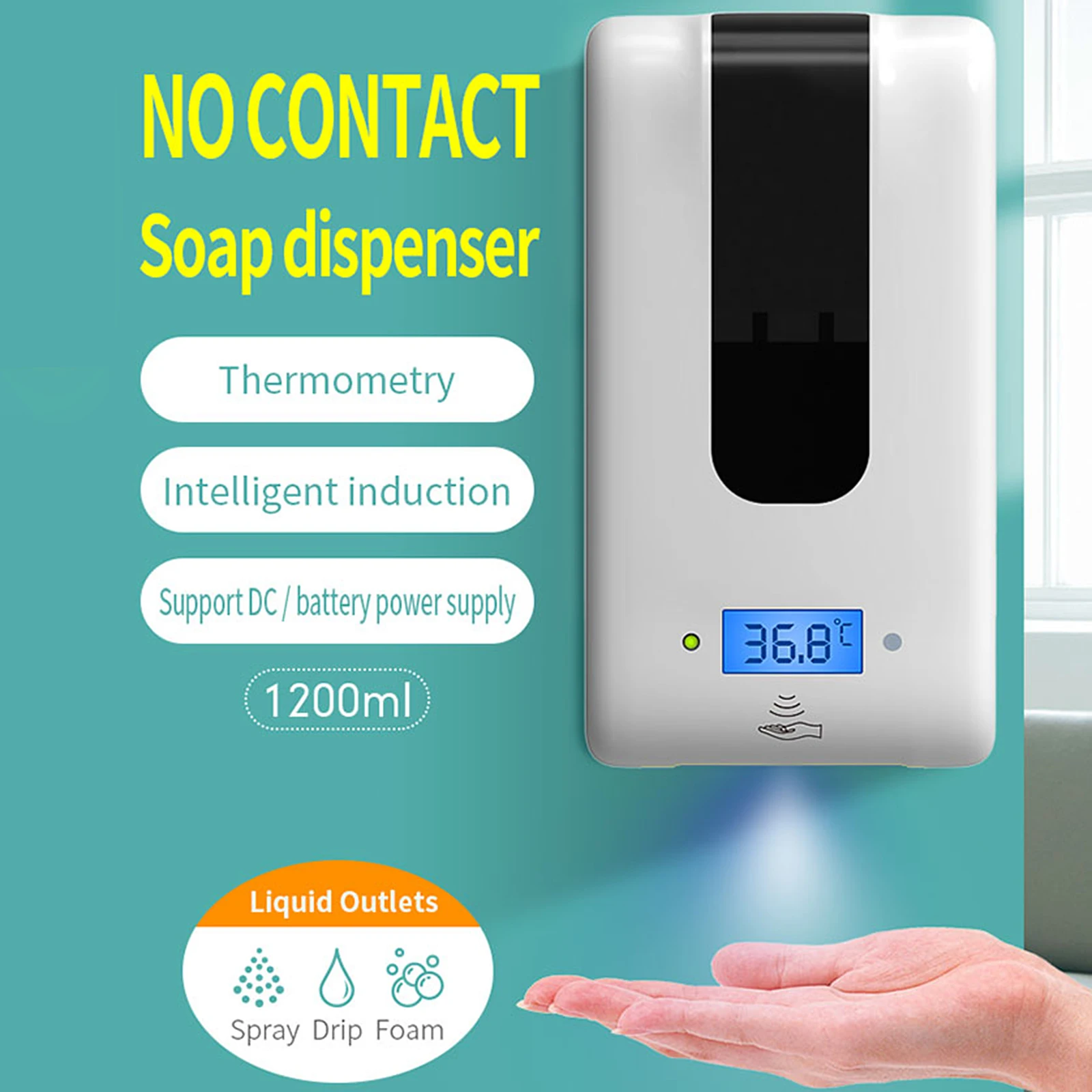 

Wall Soap Dispenser Thermometer Dispenser Liquid Soap Dispenser IR FCC CE Hand Public Places Touchless Automatic Soap Dispenser