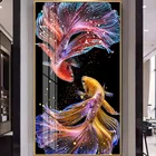 Алмазная 5D картина сделай сам большого размера, Набор для творчества с круглыми квадратными рыбками, мозаика с вышивкой, домашние украшения с животными