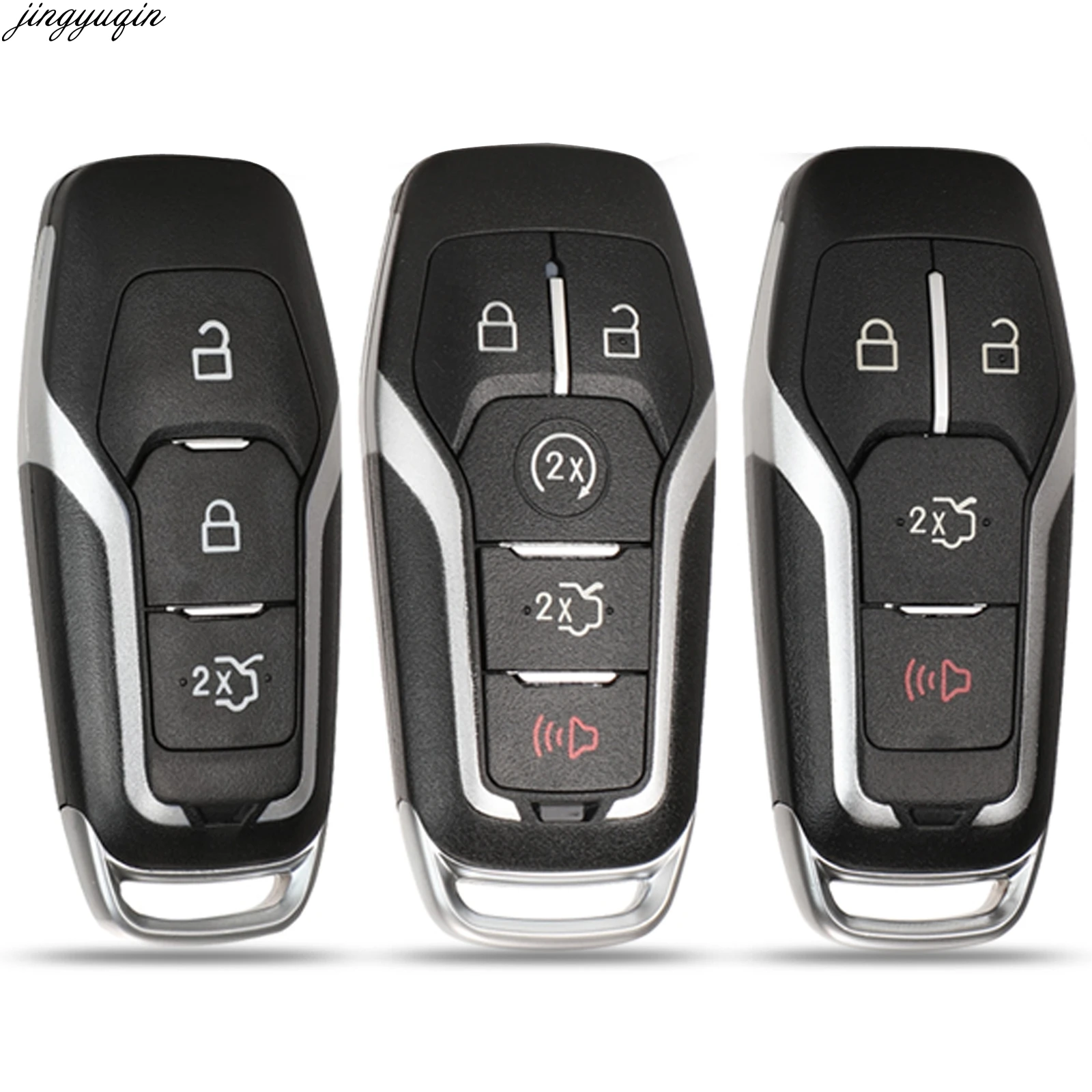 

Jingyuqin 5pcs 3/4/5 Buttons Remote Car Key Case Shell For Ford Mustang Edge Explorer Fusion Kuka Mondeo Smart Entry Uncut Blade