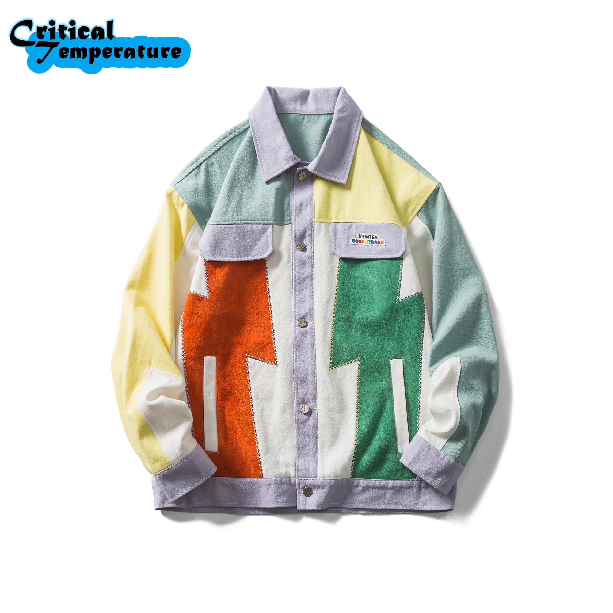 

Color Block Patchwork Denim Jacket Hip Hop Streetwear Vintage Jacket 2021 Men Autumn Harajuku Cotton Casual Jacket Coat Outwear