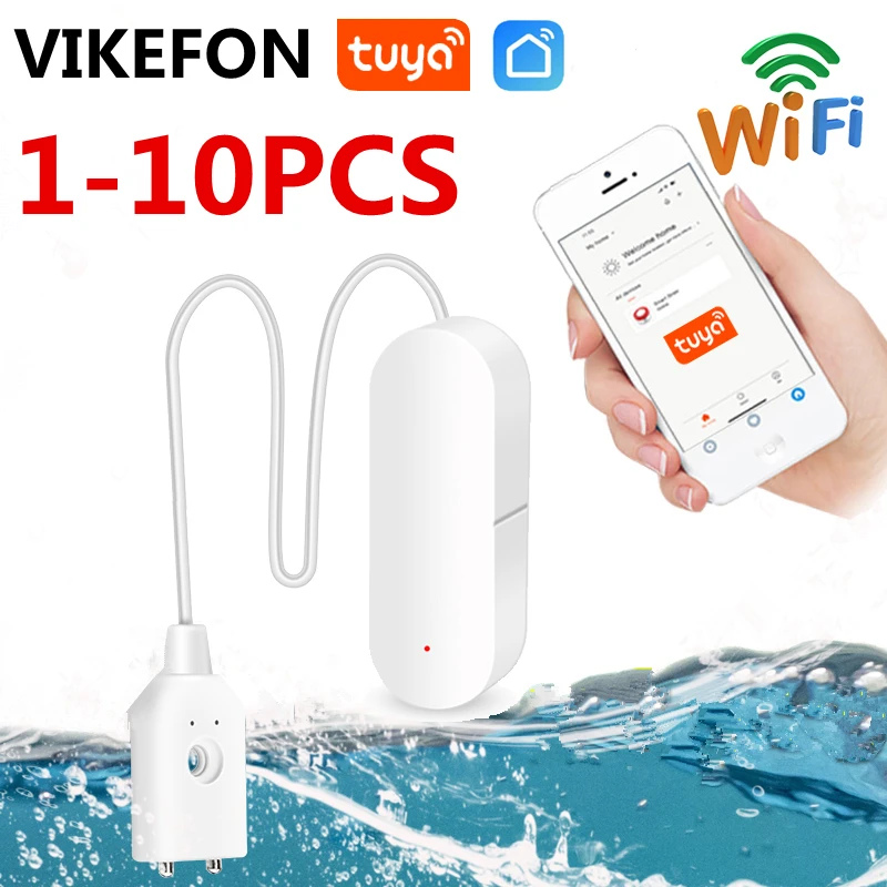 Домашняя сигнализация Tuya 1 10 шт. Wi Fi датчик утечки воды с оповещением о