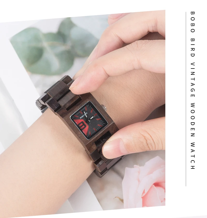 BOBO BIRD montre femme деревянные женские часы Топ Мода Квадратный Циферблат коллекция для женщин S02