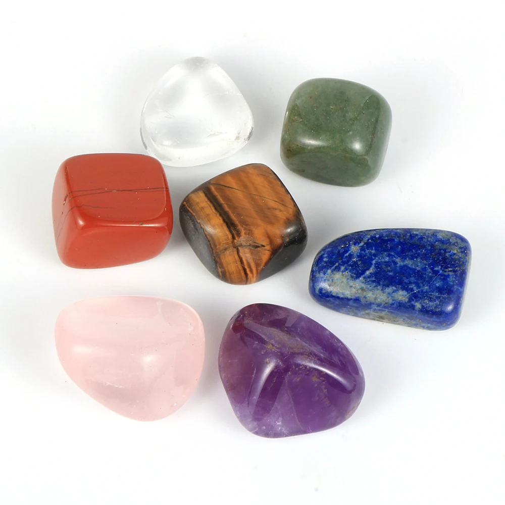

7pcs/set Natural Chakras Irregular Gem Stone Polished Tiger Eye Amethysts Crystal Yoga Healing Reiki Jewelry Findings DIY Making
