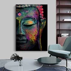 Красочные абстрактные статуи Будды, Картина на холсте, искусственные буддистские картины, украшение для стены дома, гостиной