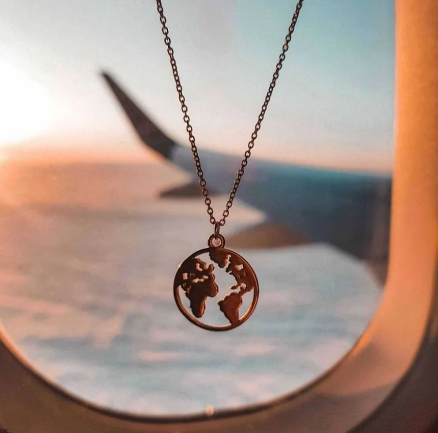 Valentine's Gift Earth Day Wanderlust Personalized Round Hollow World Map Pendant Necklaces Jewelry Simple Necklace 2 colors | Украшения