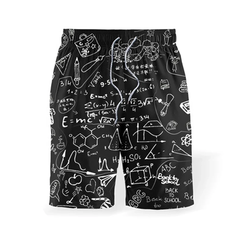 

Summer men's suit math formula printing short-sleeved shirt + shorts 2 pieces of fashion T-shirt suit student street sportswear