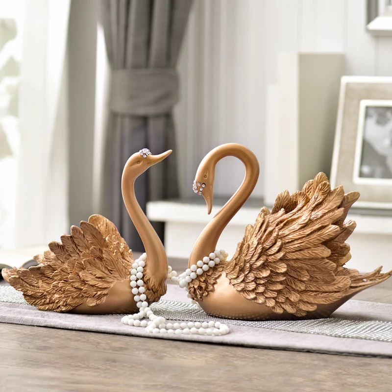 

Nordic Creative Resin Gold swan Couple Crafts ornaments Modern home decoration accessories figurines christmas gift home decor