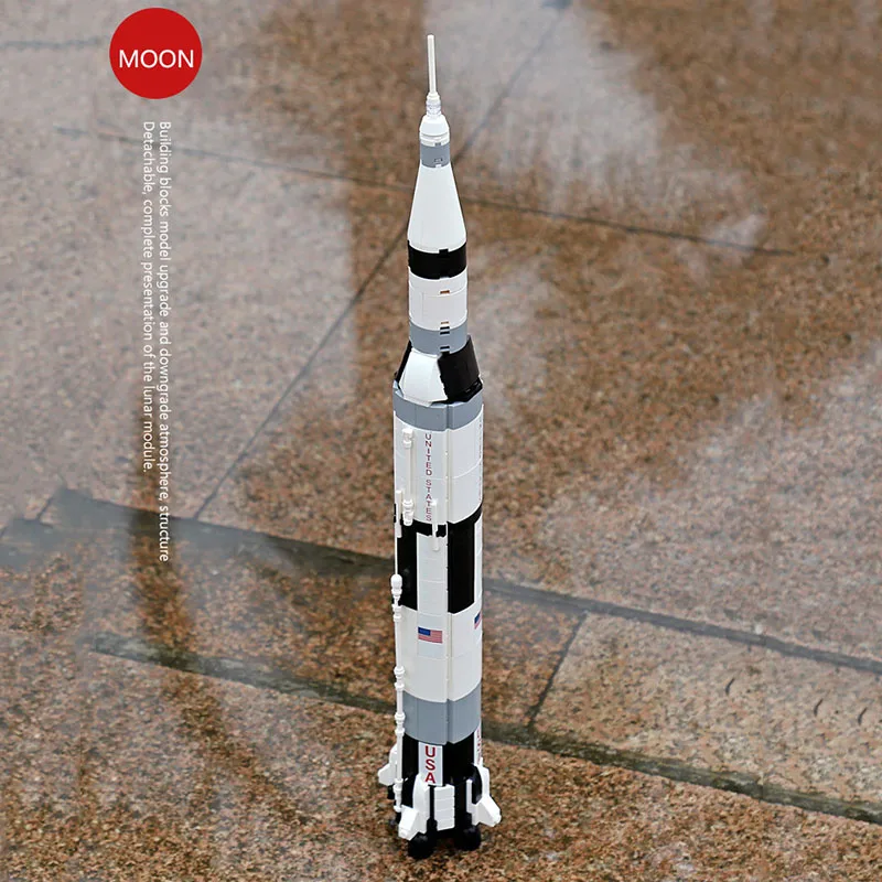 Высокотехнологичная серия Apollos 11 Saturn V Rocket лунный модуль строительные блоки