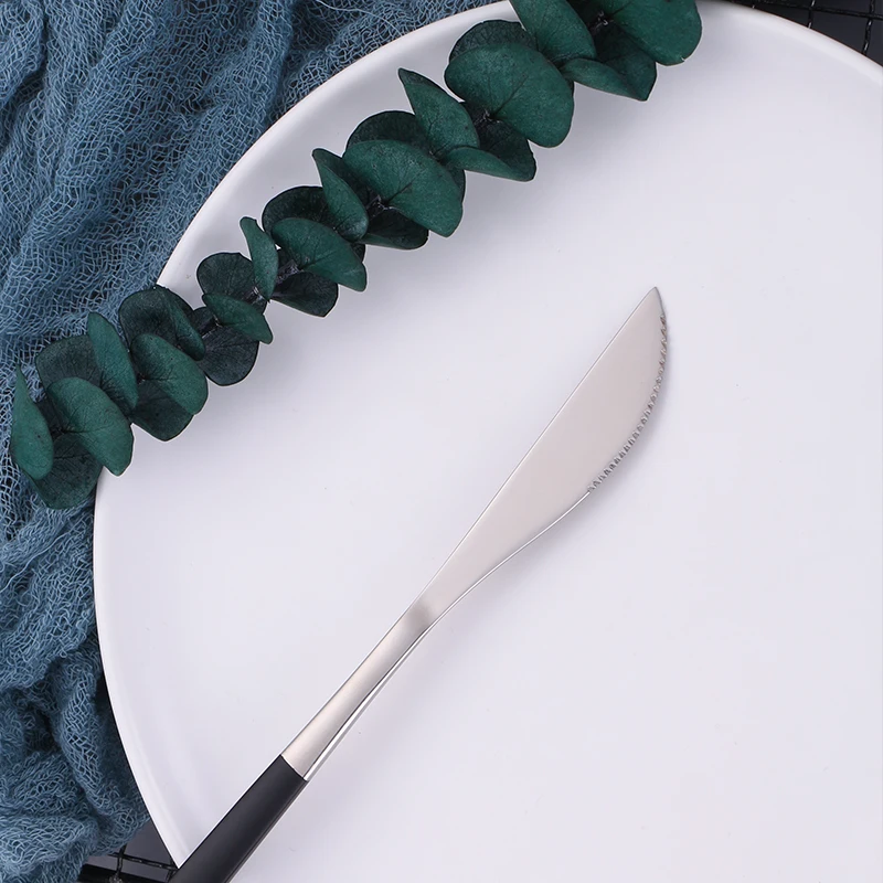 

Black Silver Cutlery Set Noble Kitchen Tableware Restaurant 30pcs Western Tableware Knife Fork Coffee Spoon Set Teaspoon