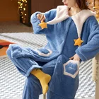 2021 пижамные комплекты с толстым рукавом мультяшная одежда для сна тонкая осенне-зимняя теплая фланелевая Женская Фланелевая пижама набор кораллового бархата ночная рубашка