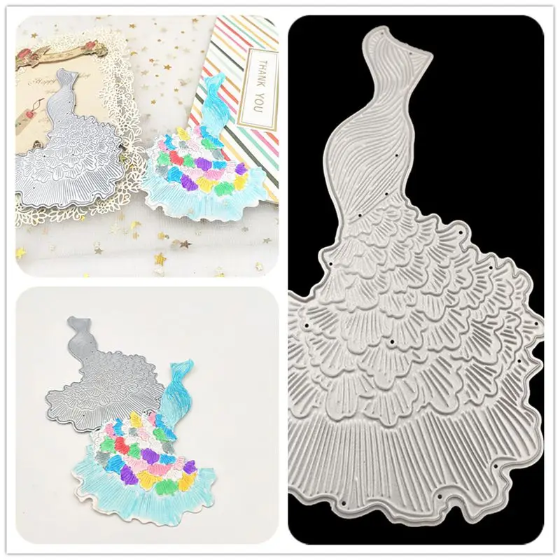 

Carbon Steel Tail Wedding Dress Cutting Die Embossing Stencil Template Mold DIY Paper Art Craft Scrapbook Bookmark Card