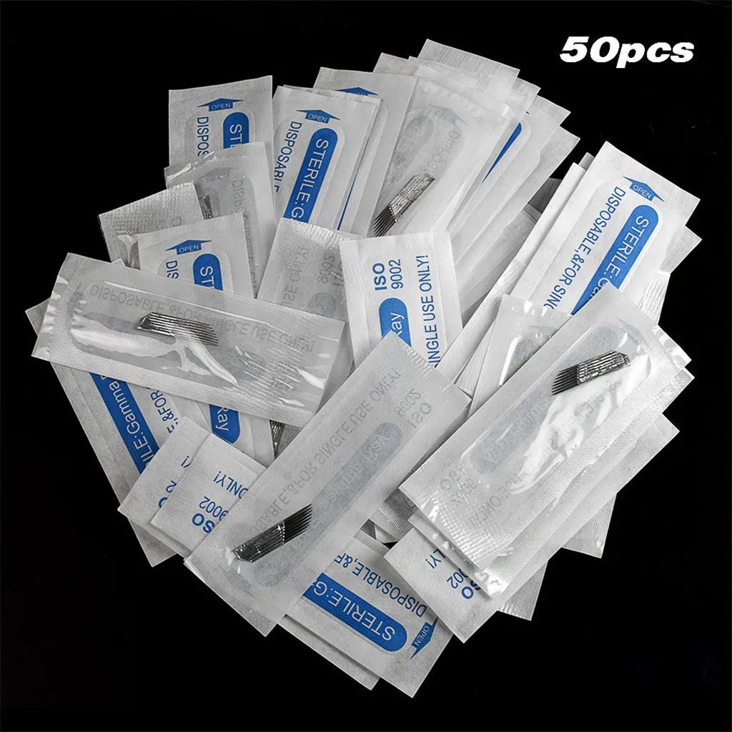 

50x Fashion Oblique Eyebrow Tattoo Shading Permanent Needles Manual